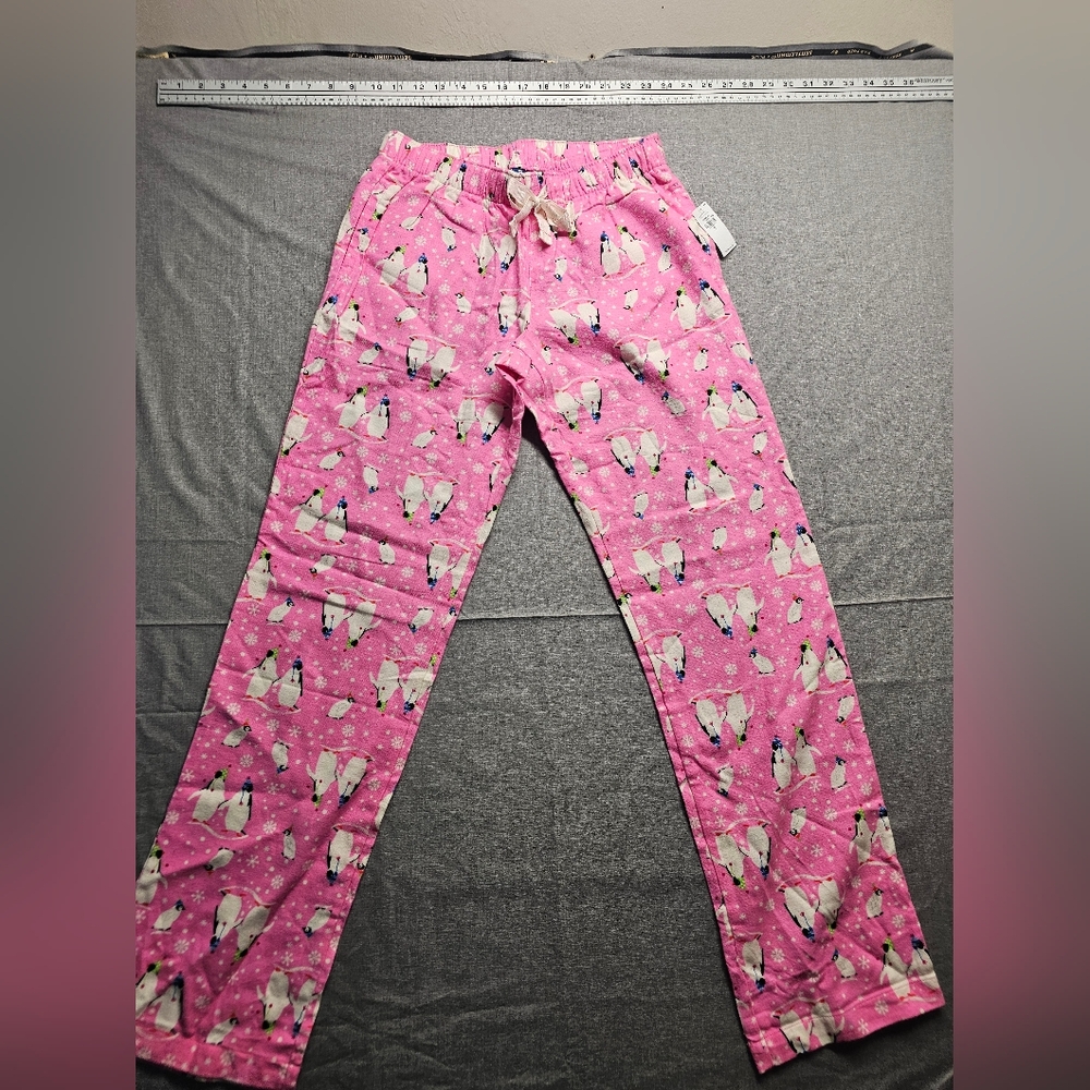 Old Navy Festive Penguins Pink Pajama Christmas Pants With Pockets XS Womens